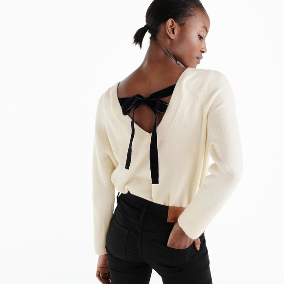 J. Crew Sweaters - NWT J. Crew Women's V-Back Sweater w/ Velvet Tie J. Crew Sweaters - NWT J. Crew Women's V-Back Sweater w/ Velvet Tie